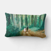 Coussin Rectangle Paysage boisé mariage Aquarelle (Verso)
