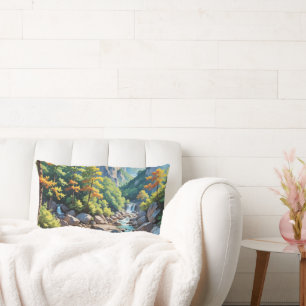 Coussin Rectangle Paysage de la cascade de Serene Mountain