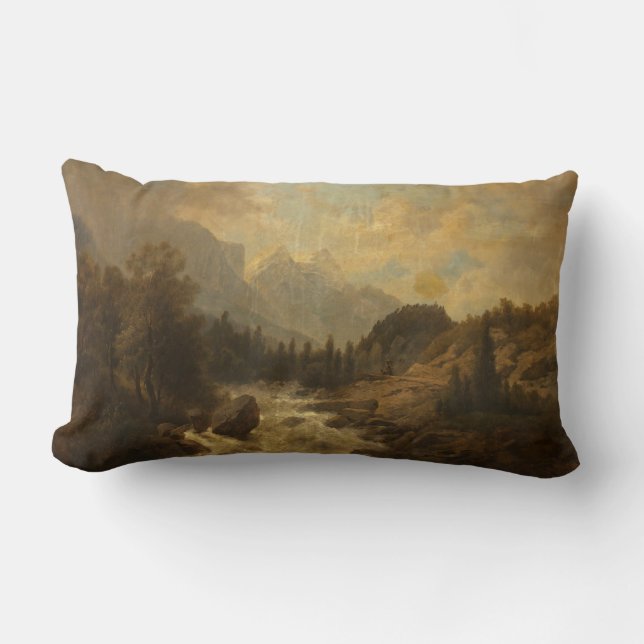 Coussin Rectangle Paysage forestier (par Josef Kriehuber) (Recto)