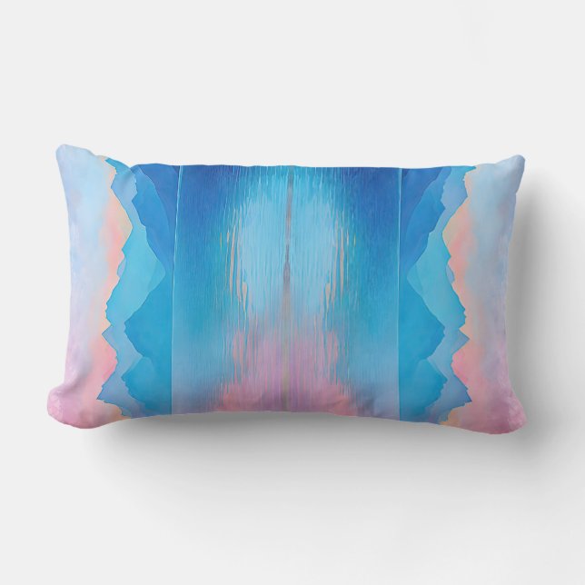 Coussin Rectangle Paysage large rose et bleu de Dunlach B (Recto)