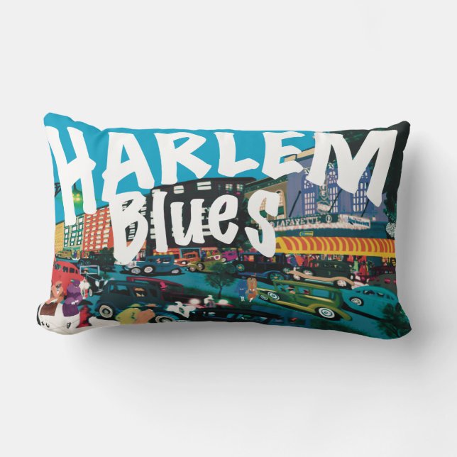 Coussin Rectangle Paysage onirique du blues de Harlem (Recto)