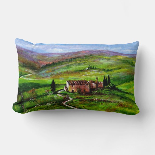 COUSSIN RECTANGLE PAYSAGE TOSCANE AUX COLLINES VERTES (Recto)