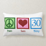 Coussin Rectangle Peace Love 30th Birthday Cute Party<br><div class="desc">Un joli cadeau de 30e anniversaire avec un signe de paix,  un coeur et le numéro trente.</div>