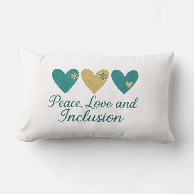 Coussin Rectangle Peace, Love and Inclusion | Inclusive Holiday (Recto)