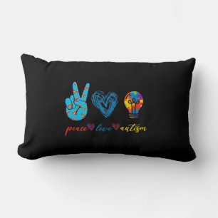 Coussin Rectangle Peace Love Autism Puzzle Ribbon Autism Awareness P