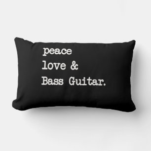 Coussin Rectangle Peace Love & Basse Guitare Musicien Guitaris
