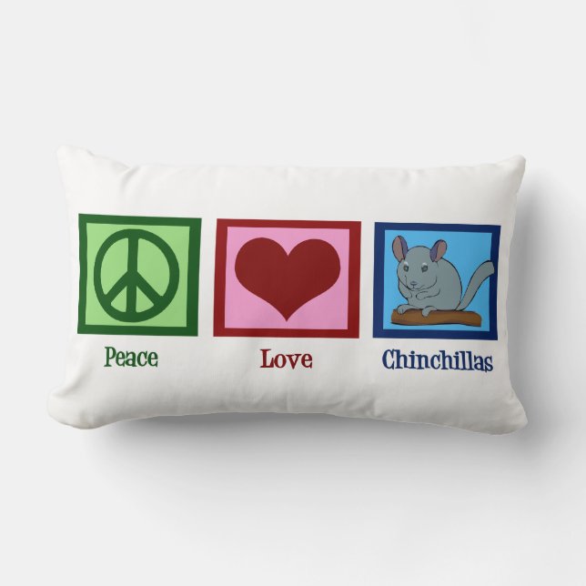 Coussin Rectangle Peace Love Chinchillas (Recto)