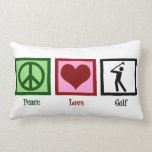 Coussin Rectangle Peace Love Golf<br><div class="desc">Un signe de paix,  un coeur et un golfeur pratiquant son golf.</div>