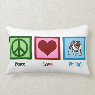 Coussin Rectangle Peace Love Pit Bulls