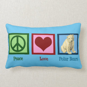 Coussin Rectangle Peace Love Polar Ours Custom Blue