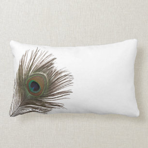 Coussin Rectangle Peacock plumes blanc