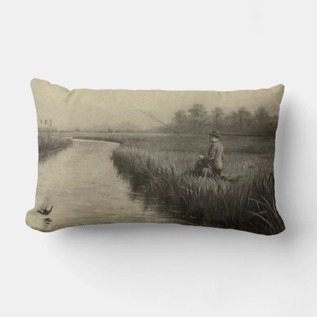 Coussin Rectangle Pêche à la mouche de Retro Grunge (Recto)