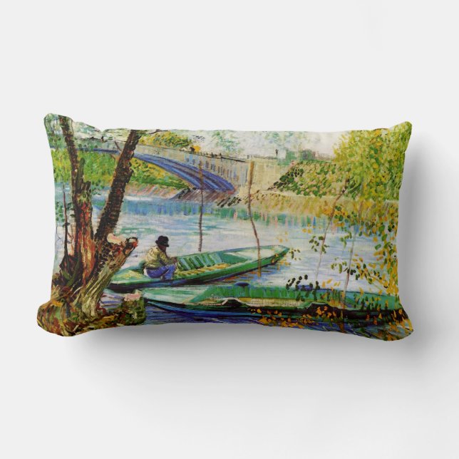 Coussin Rectangle Pêche au printemps, Vincent van Gogh. (Recto)