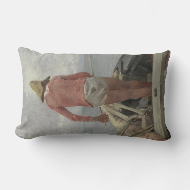 Coussin Rectangle Pêcheur dans son bateau (par Vincenzo Caprile) (Recto)