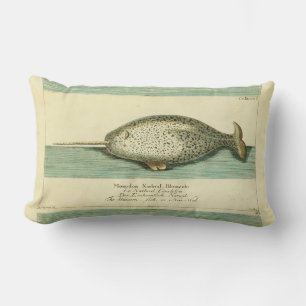 Coussin Rectangle Peinture à l'aquarelle de baleine ancienne Narwhal