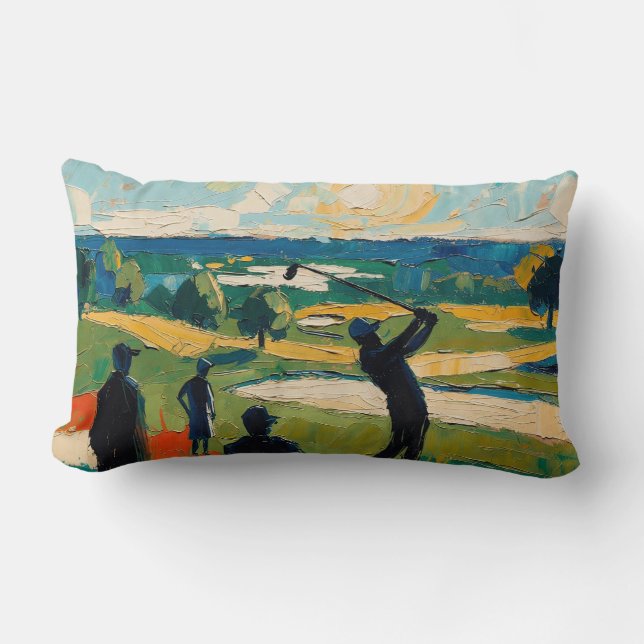 Coussin Rectangle peinture à l'huile Art de Golf (#2) (Recto)