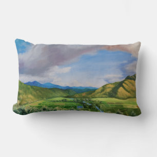 Coussin Rectangle Peinture à l'huile de la vallée de Hanalei Hawaii
