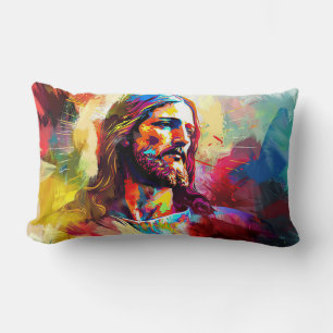 Coussin Rectangle Peinture abstraite du visage de jésus