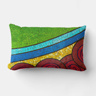Coussin Rectangle Peinture abstraite verte et rouge