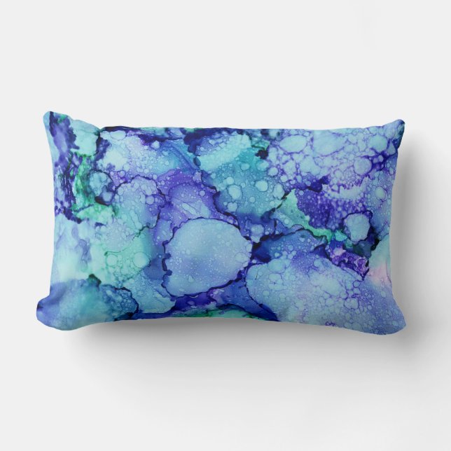 Coussin Rectangle Peinture abstraite violette et bleue (Recto)
