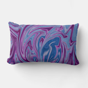 Coussin Rectangle Peinture abstraite violette et bleue