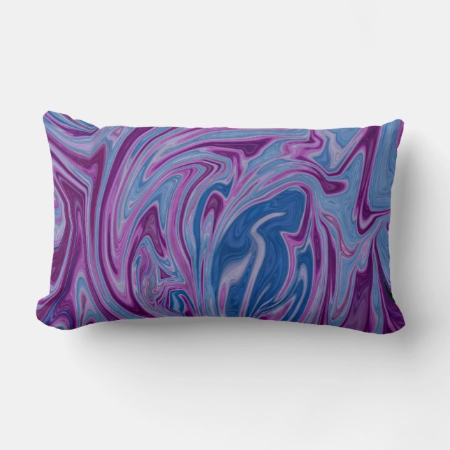 Coussin Rectangle Peinture abstraite violette et bleue (Recto)