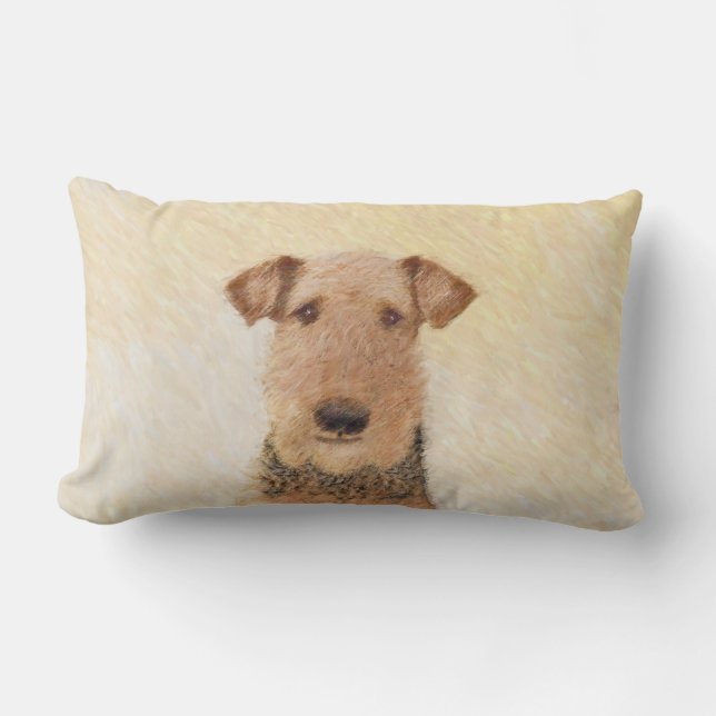 Coussin Rectangle Peinture Airedale Terrier - Cute Original Art (Recto)