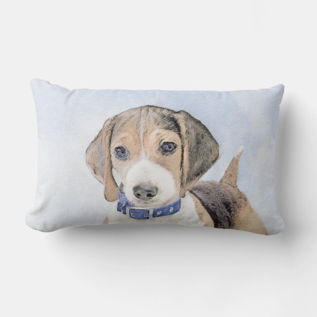 Coussin Rectangle Peinture Beagle - Art Original de Chien Mignon (Recto)