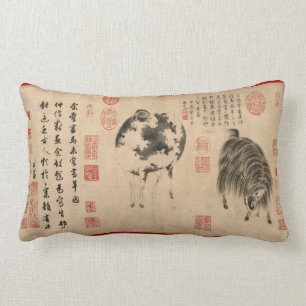 Coussin Rectangle Peinture chinoise Chèvre bélière Année lunaire