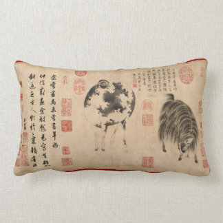 Coussin Rectangle Peinture chinoise Chèvre bélière Année lunaire Cou