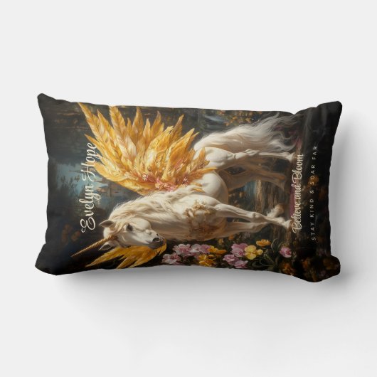 Coussin Rectangle Peinture classique Pégase blanc avec ailes d'or (Verso)