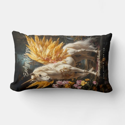 Coussin Rectangle Peinture classique Pégase blanc avec ailes d'or (Recto)