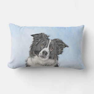 Coussin Rectangle Peinture Collie Bordure - Joli art original chien
