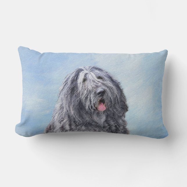 Coussin Rectangle Peinture de Berger Bergamasque - Chien Original Mi (Recto)