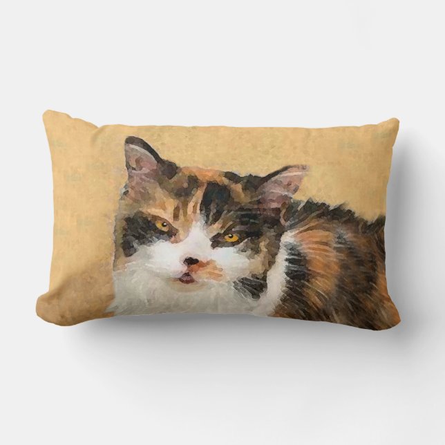 Coussin Rectangle Peinture de chat Calico - Cute Original Cat Art (Recto)