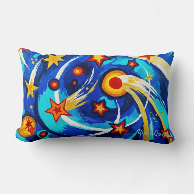 Coussin Rectangle Peinture de galaxie bleue sarcelle abstraite espac (Recto)