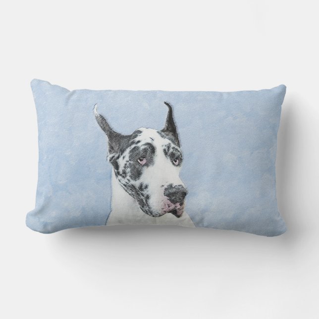 Coussin Rectangle Peinture de Great Dane (Arlequin) - Art original d (Recto)