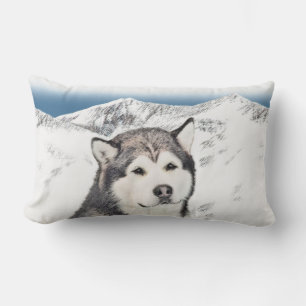 Coussin Rectangle Peinture de malamut en Alaska - jolie art original