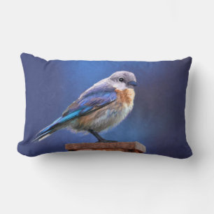Coussin Rectangle Peinture de Merlebleu (femelle) - Art original d'o