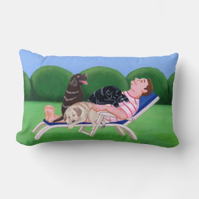 Coussin Rectangle Peinture de papa de Labrador (Recto)