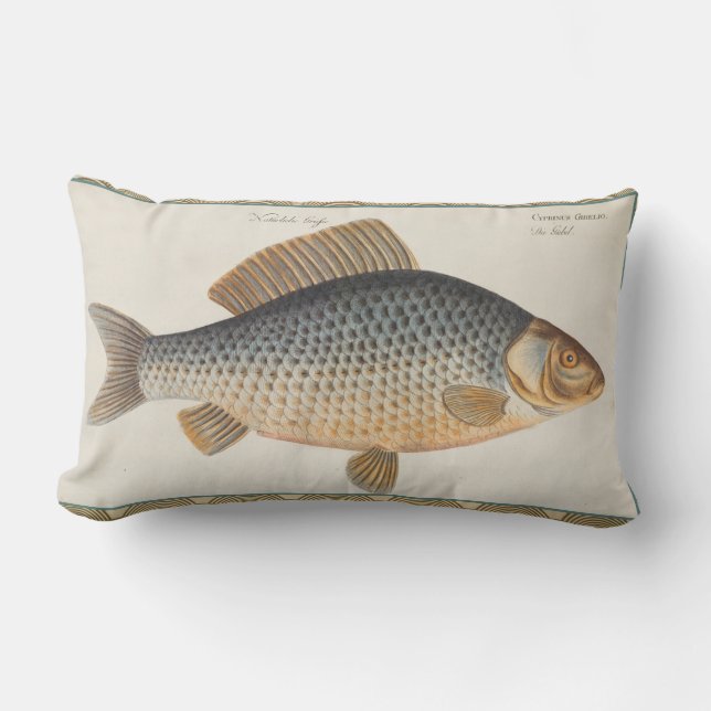 Coussin Rectangle peinture de pêche de carpe dessin d'eau douce  (Recto)