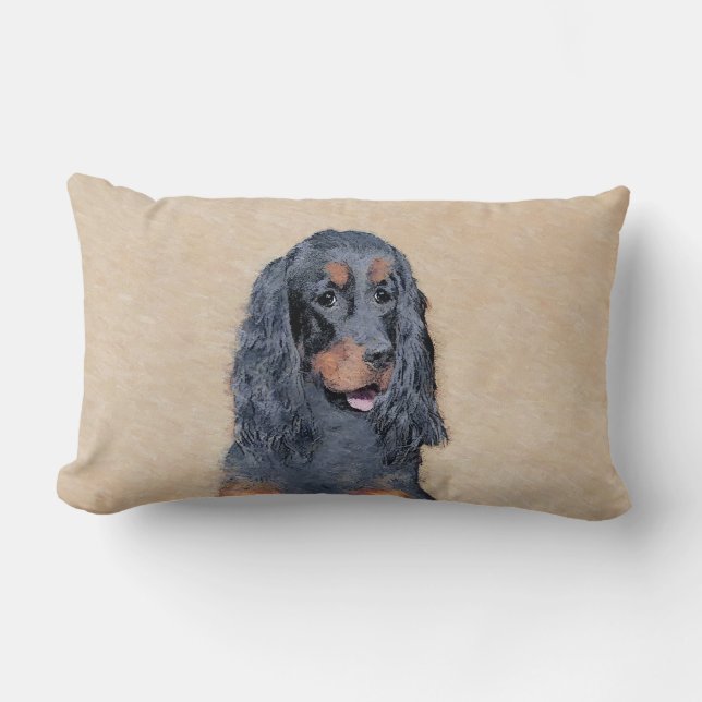Coussin Rectangle Peinture de Setter Gordon - Art Original de Chien  (Recto)