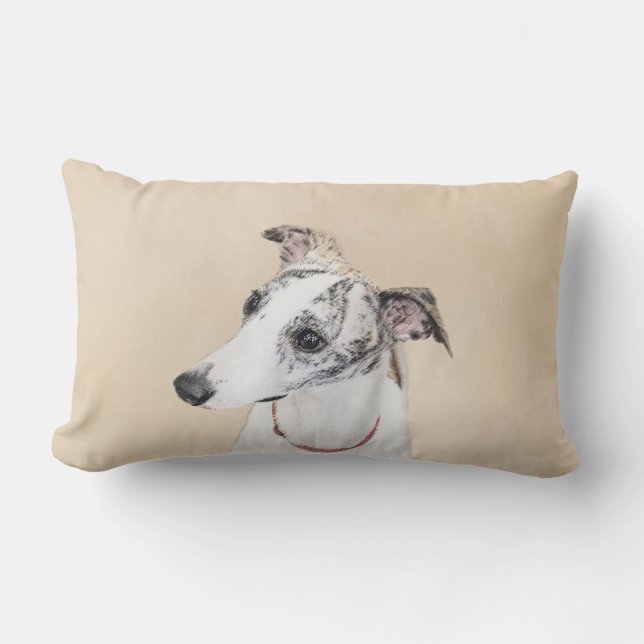 Coussin Rectangle Peinture de Whippet - Jolie œuvre d'art originale  (Recto)