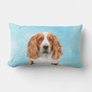 Coussin Rectangle Peinture d'espagnol Welsh Springer - Art original 