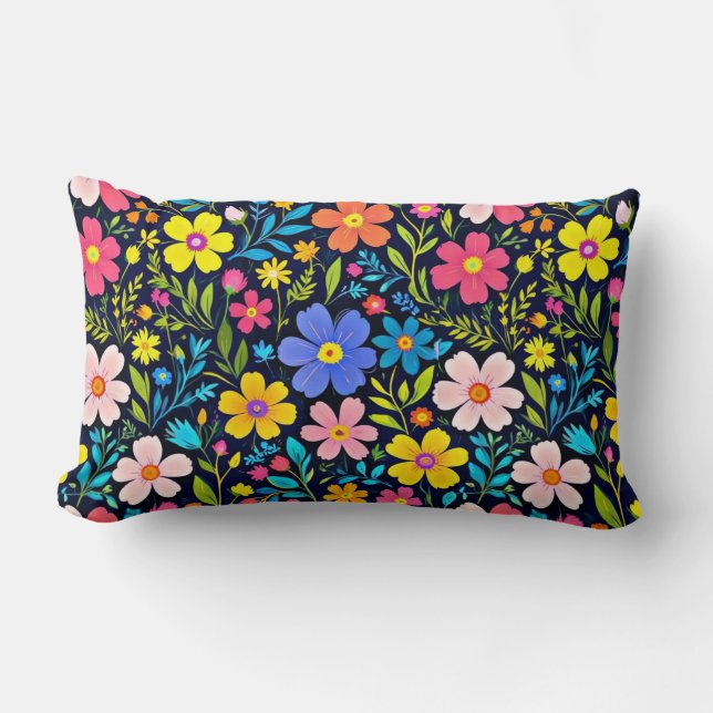Coussin Rectangle Peinture numérique florale motif fleurs-38875 (Recto)