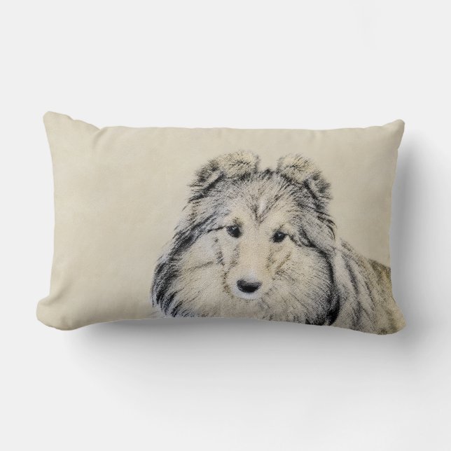 Coussin Rectangle Peinture Shetland Sheepdog - Jolie art original ch (Recto)