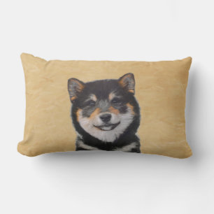 Coussin Rectangle Peinture Shiba Inu (Noir et Tan) - Art Chien