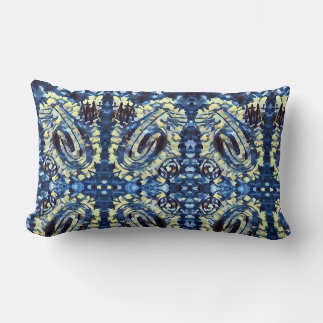 Coussin Rectangle Peinture sur doigt - Blues (Recto)