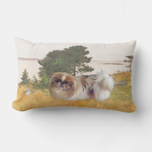Coussin Rectangle Pékinois au bord de la mer