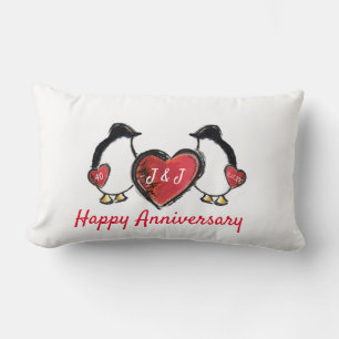 Coussin Rectangle Penguin 40e anniversaire de mariage de rubis